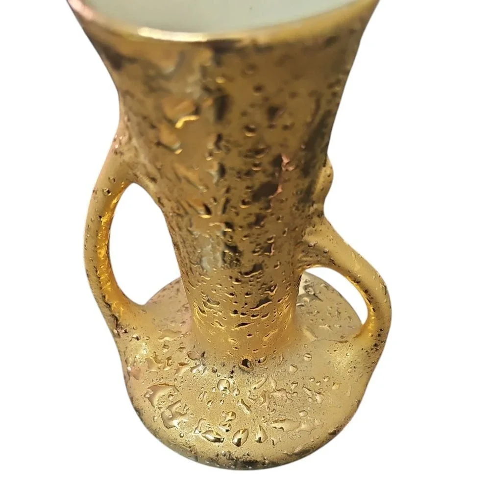 Vintage Dream Art Studios 22KT‎ Gold Textured Vase with Handles USA Made
